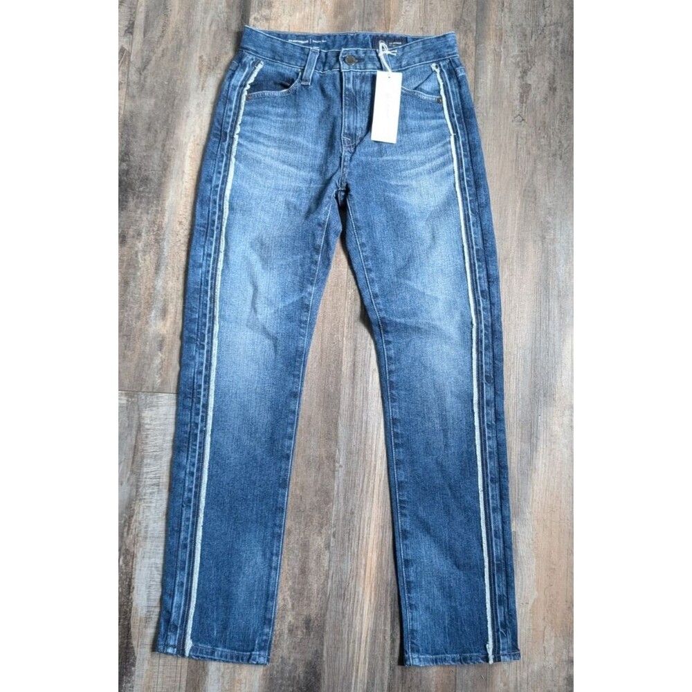 NWT AG Adriano Goldschmied Jeans Ex-Boyfriend Slouchy Slim Frayed Side Stripe 22